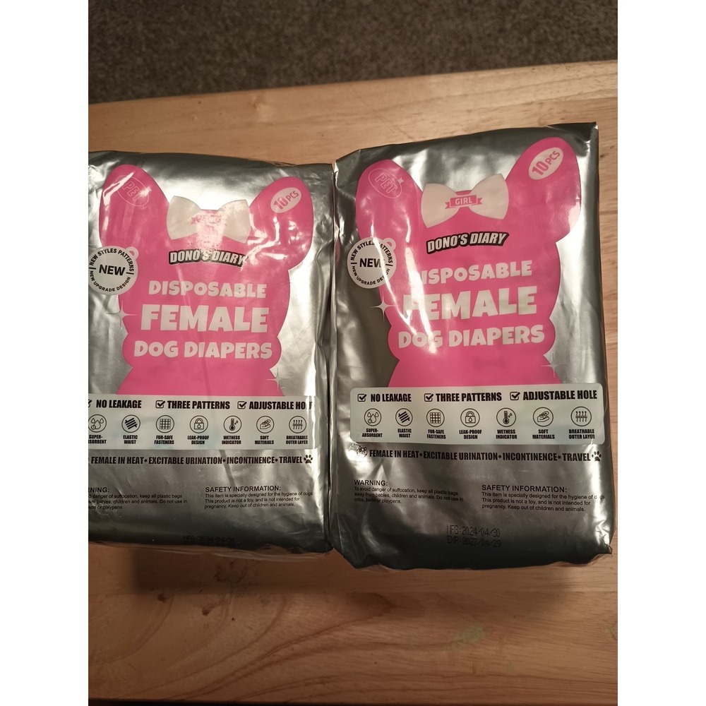 Disposable female dog diapers M Dono's Diary 10pcs X 2 - Picture 1 of 6